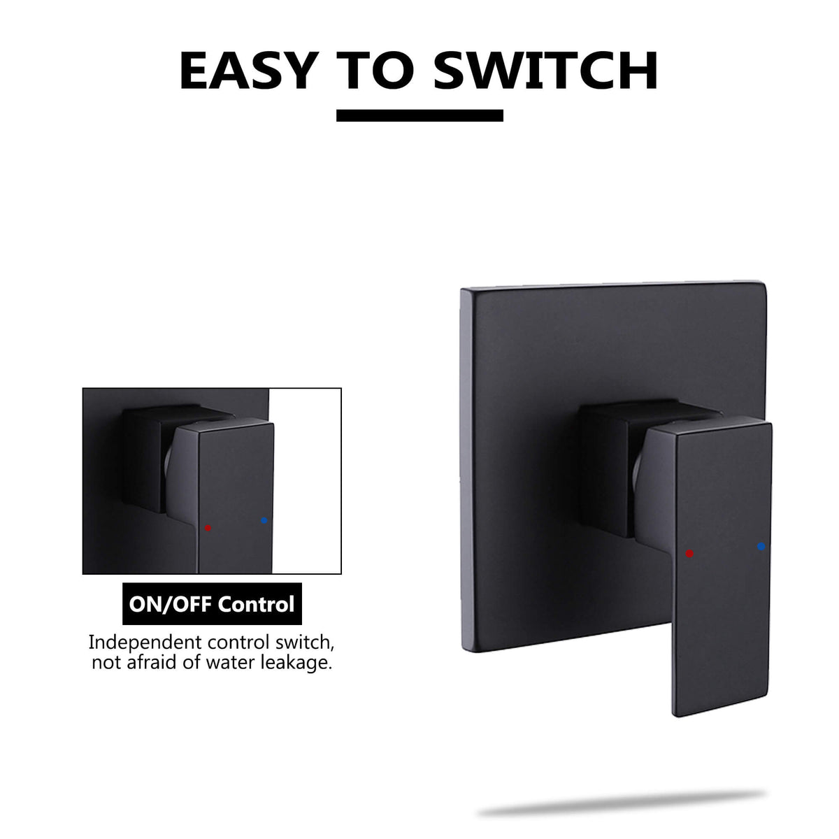 Matte Black Wall-Mounted 10-Inch Square Rain Shower System