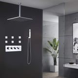 Luxury Ceiling Mount Thermostatic Shower System with 6 Body Sprays and Handheld RB0810