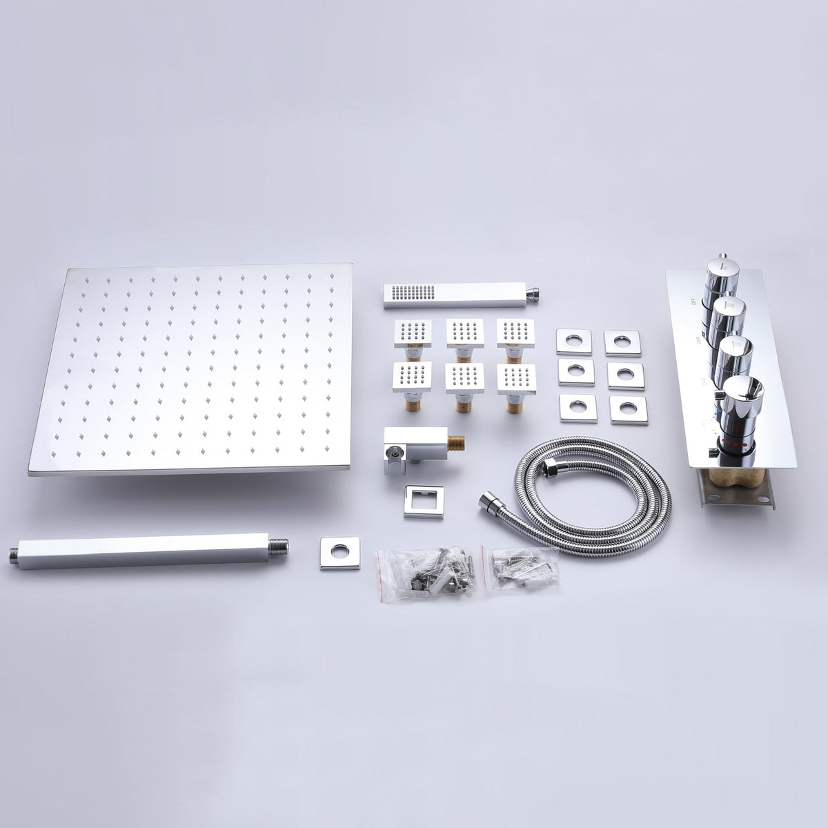 Ceiling-Mounted Thermostatic Shower with 6 Body Jets