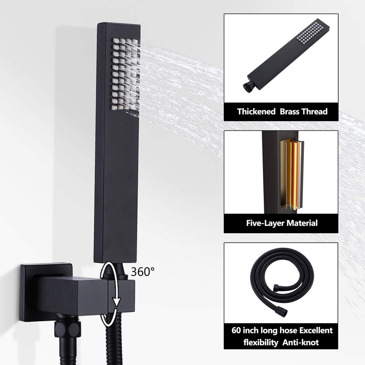 Ceiling-Mounted Thermostatic Shower with 6 Body Jets