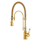 Kitchen Faucet with Sprayer Single Handle Brass Tap 360° Swivel Dual Spray Modes