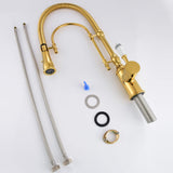 Kitchen Faucet with Sprayer Single Handle Brass Tap 360° Swivel Dual Spray Modes