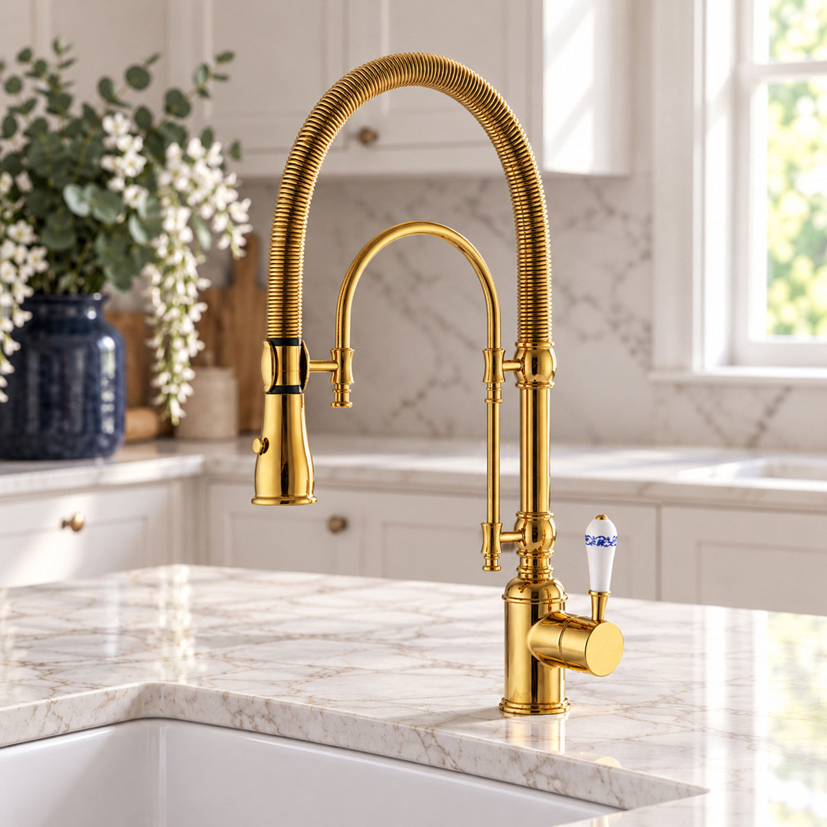 High Arc Pull-Down Kitchen Faucet with Swivel Spout and Single Handle