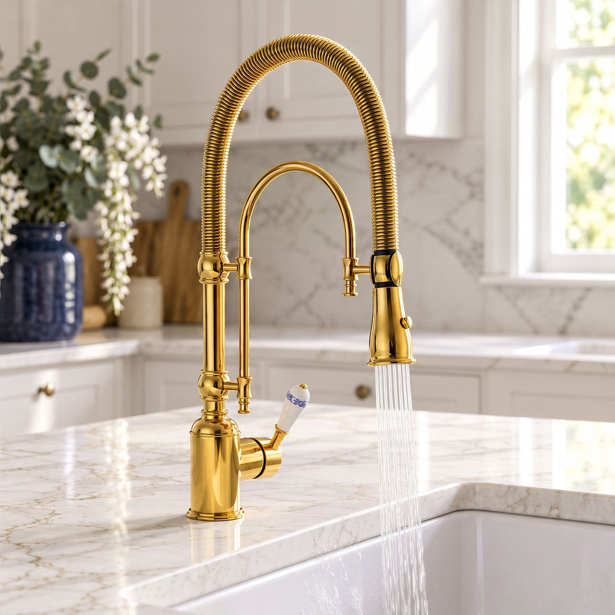 High Arc Pull-Down Kitchen Faucet with Swivel Spout and Single Handle