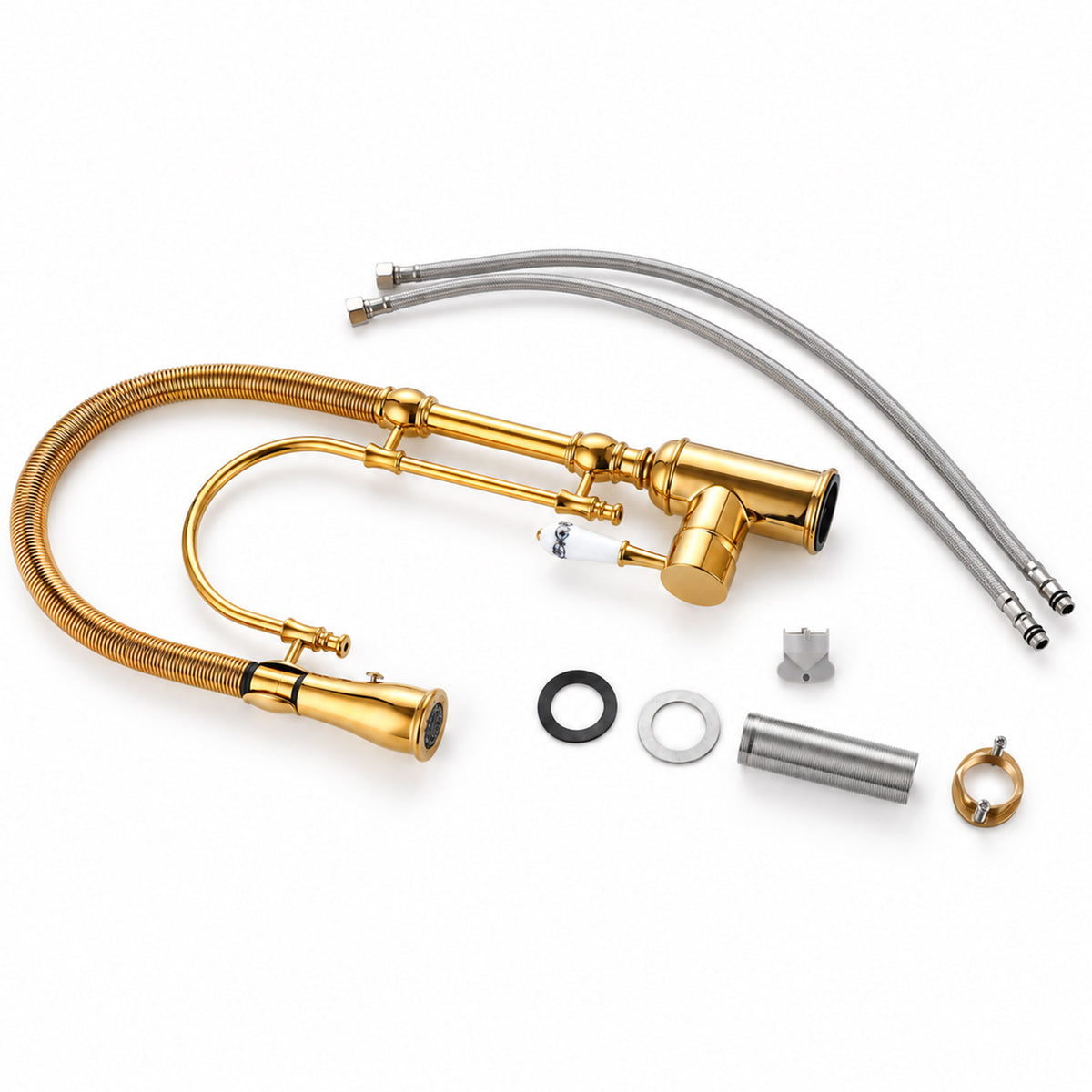 High Arc Pull-Down Kitchen Faucet with Swivel Spout and Single Handle