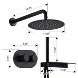 Wall Mount Thermostatic Rain Shower System Matte Black RB0843