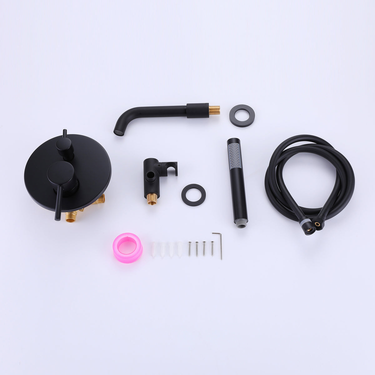 Wall-Mounted Tub Faucet with Integrated Handheld Shower