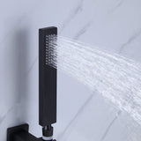 Wall-Mounted Waterfall Bathtub Faucet with Shelf and Handheld Shower