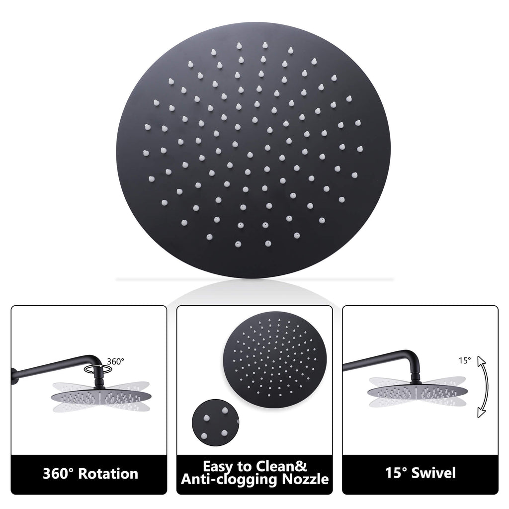 Black Shower Faucet Set with 10 Inch High Pressure Rain Showerhead and Handheld Spray RB0870