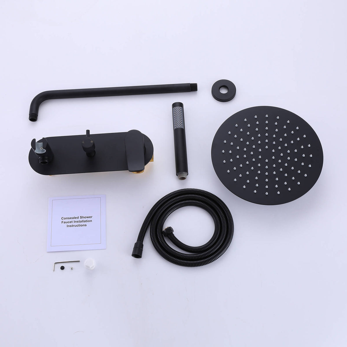 Matte Black Concealed Shower System with Rain Shower and Hand Shower