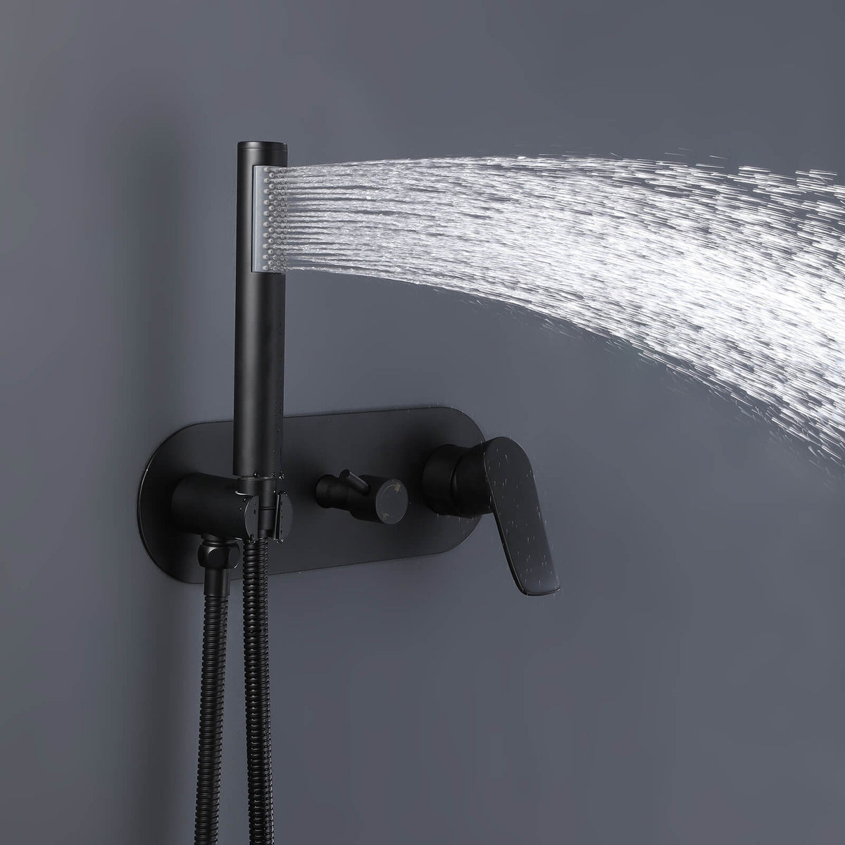 Matte Black Concealed Shower System with Rain Shower and Hand Shower