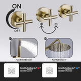 Wall Mount Shower Faucet with Separate Hot and Cold Handles Brushed Gold RB0875