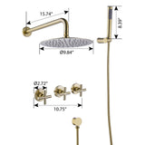Wall Mount Shower Faucet with Separate Hot and Cold Handles Brushed Gold RB0875