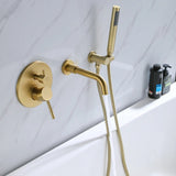 Wall-Mounted Tub Filler with Integrated Handheld Shower