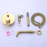 Wall-Mounted Tub Filler with Integrated Handheld Shower