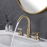 Deck Mounted Two Handle Matte Black Widespread Bathroom Faucet RB0763