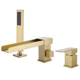 Single Handle Deck-Mounted Tub Filler with Hand Shower and Certified Valve
