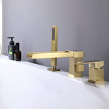 Single Handle Deck-Mounted Tub Filler with Hand Shower and Certified Valve