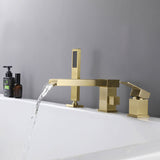 Single Handle Deck-Mounted Tub Filler with Hand Shower and Certified Valve