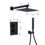 Wall Mount Thermostatic Rain Shower Head Kit Matte Black Shower Combo Set RB0946