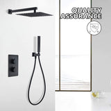 Wall Mount Thermostatic Rain Shower Head Kit Matte Black Shower Combo Set RB0946