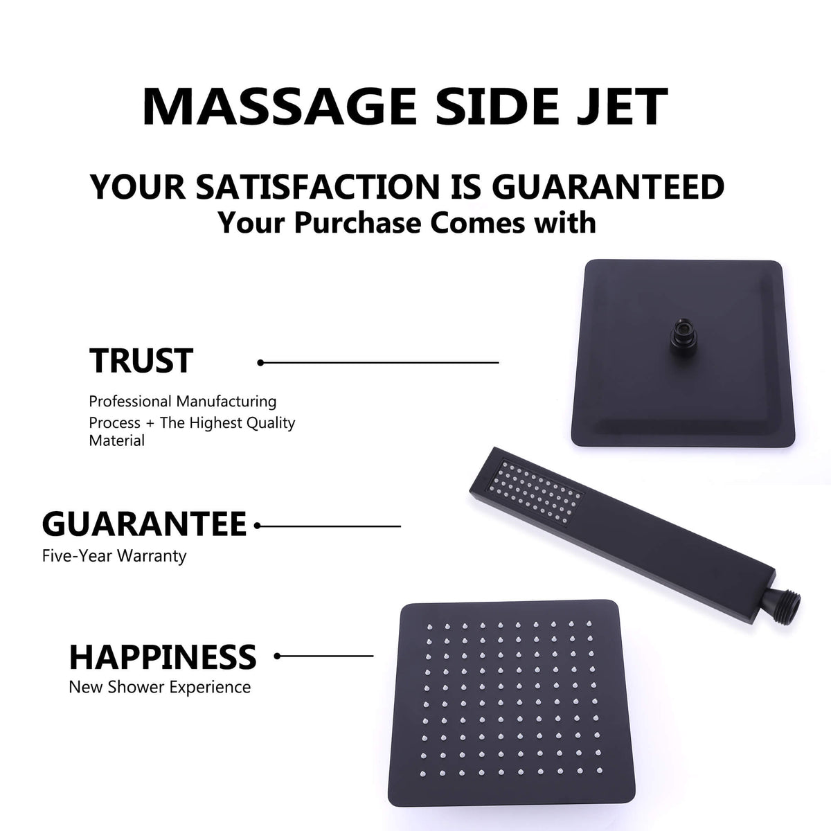 Matte Black 10-Inch Thermostatic Shower System with Handheld