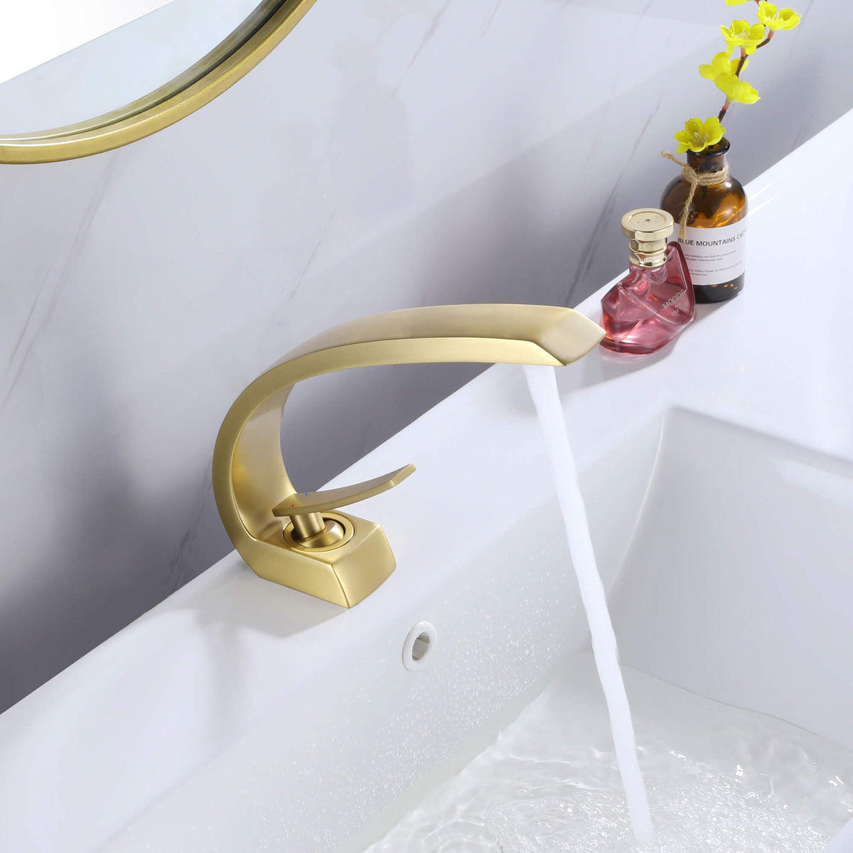 Arc Spout Single Lever Faucet for Deck-Mount Install