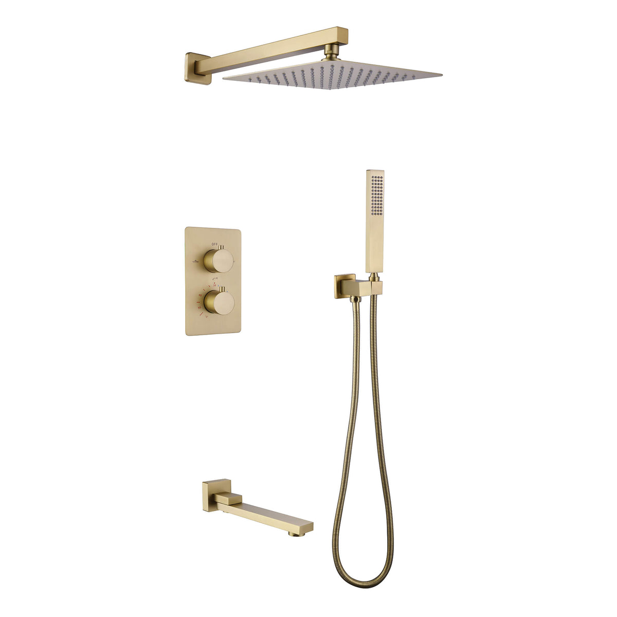 3-Function Concealed Thermostatic Shower System with Tub Spout