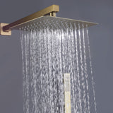 Thermostatic Shower System in Brushed Gold with Rain Shower and Tub Spout