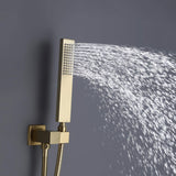 Thermostatic Shower System in Brushed Gold with Rain Shower and Tub Spout