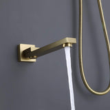 Thermostatic Shower System in Brushed Gold with Rain Shower and Tub Spout