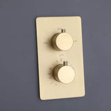Thermostatic Shower System in Brushed Gold with Rain Shower and Tub Spout
