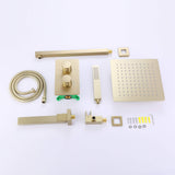 Thermostatic Shower System in Brushed Gold with Rain Shower and Tub Spout