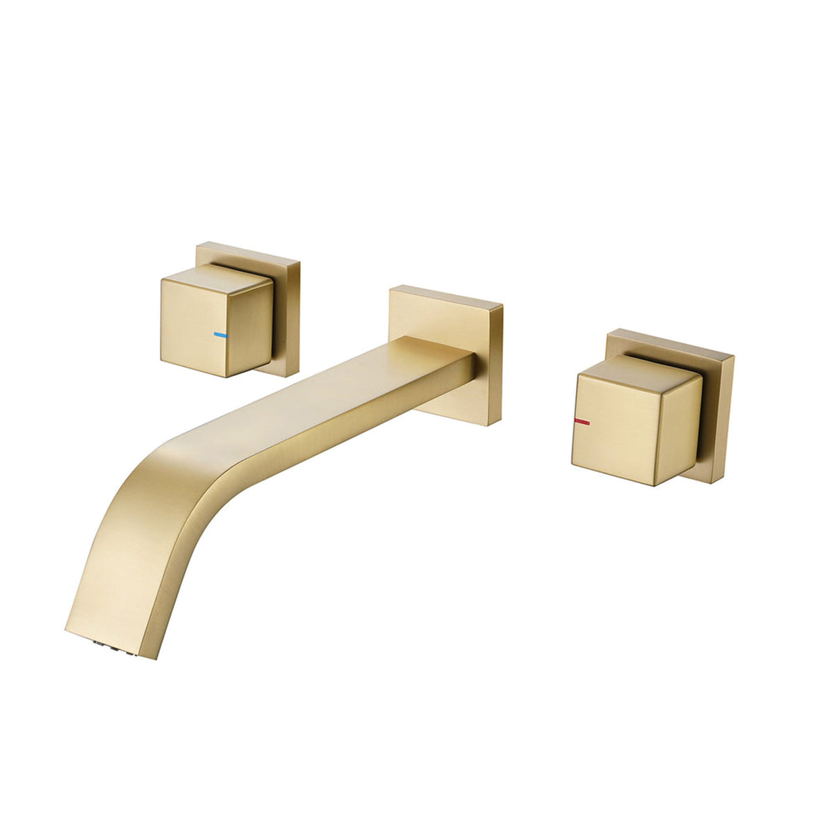 Wall-Mounted Basin Tap with Square Knobs and Sloped Spout