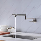 Pot Filler Wall Mounted Folding Stretchable Brass Kitchen Faucet with Single Hole Two Handles RB1012