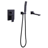 Wall-Mounted Bathtub Faucet with Hand Shower and Minimalist Control Panel