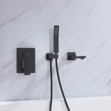 Wall-Mounted Bathtub Faucet with Hand Shower and Minimalist Control Panel