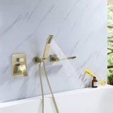 Wall-Mounted Bathtub Faucet with Tub Spout and Matching Hand Shower Set