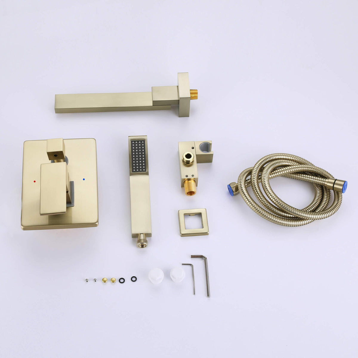 Wall-Mounted Tub Filler with Long Spout & Hand Shower