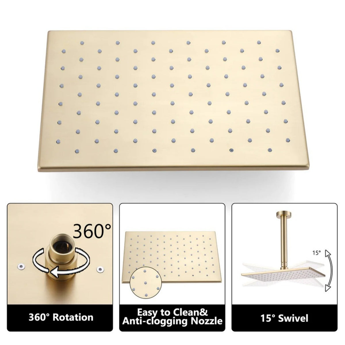 Ceiling-Mounted Shower System with Rainfall Shower Head and Handheld Shower