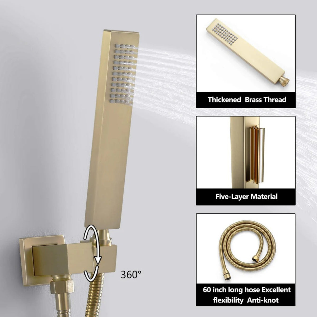 Ceiling-Mounted Shower System with Rainfall Shower Head and Handheld Shower