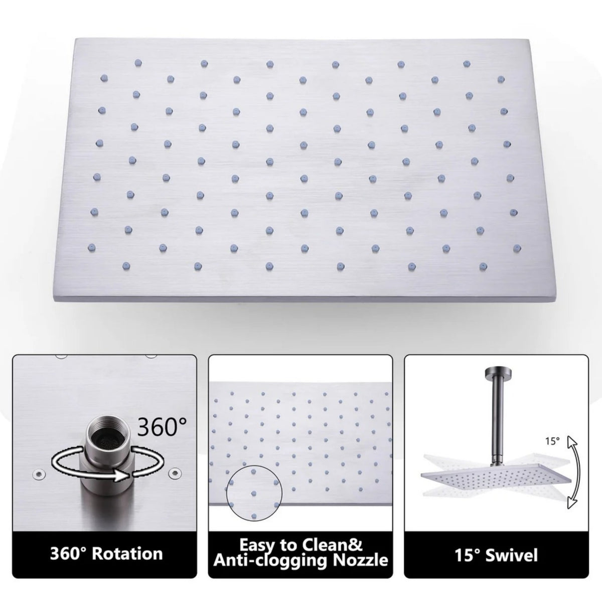 Ceiling-Mounted Shower System with Rainfall Shower Head and Handheld Shower