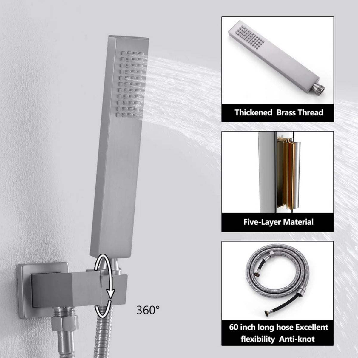 Ceiling-Mounted Shower System with Rainfall Shower Head and Handheld Shower