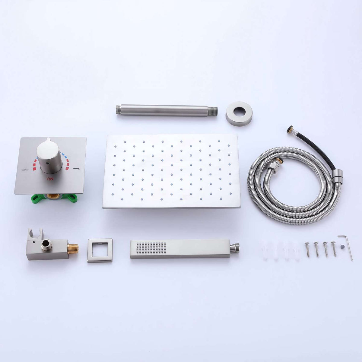 Ceiling-Mounted Shower System with Rainfall Shower Head and Handheld Shower