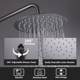 Gray Exposed Shower System with Rainfall Head & Handheld Button Control