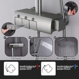 Gray Exposed Shower System with Rainfall Head & Handheld Button Control