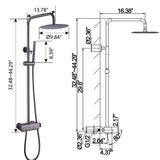 Gray Exposed Shower System with Rainfall Head & Handheld Button Control
