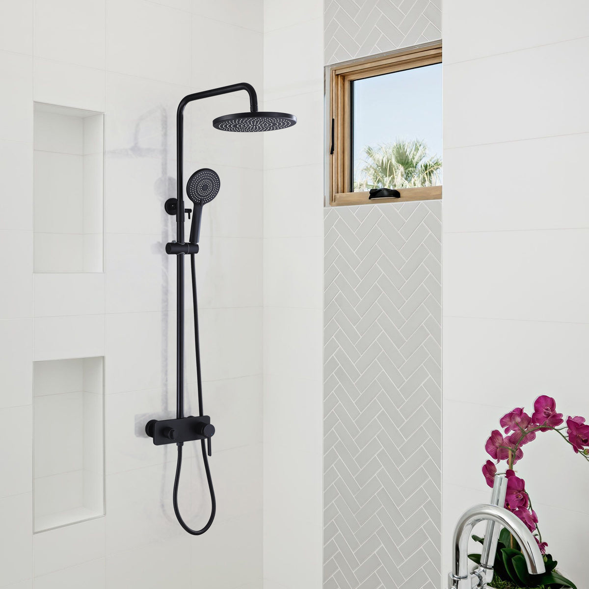 3-Function Exposed Tub Shower System with 3-Mode Hand Shower