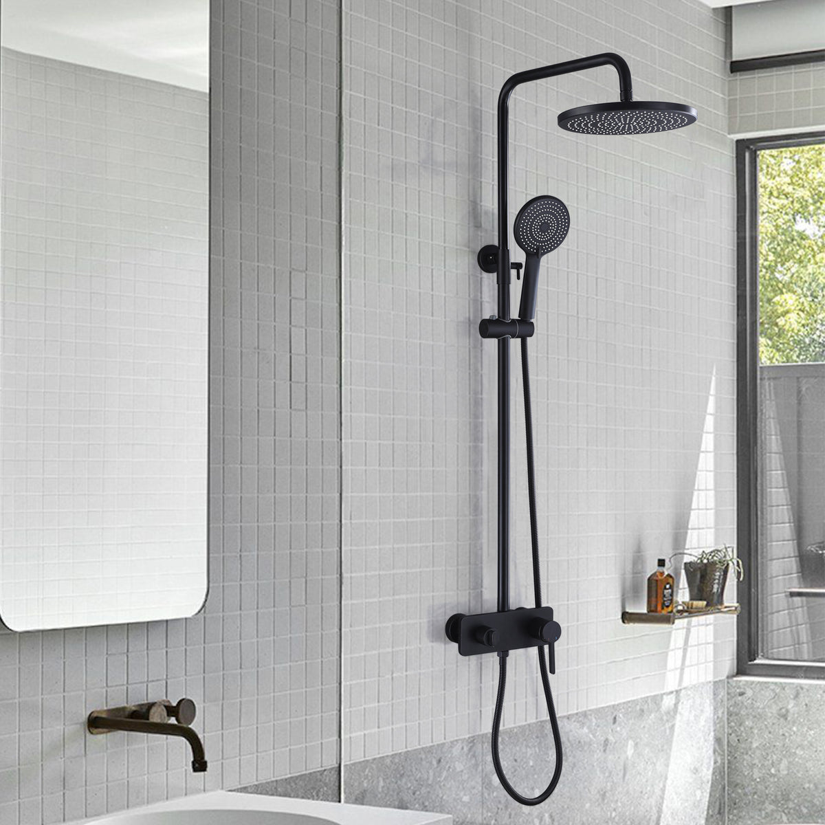 3-Function Exposed Tub Shower System with 3-Mode Hand Shower