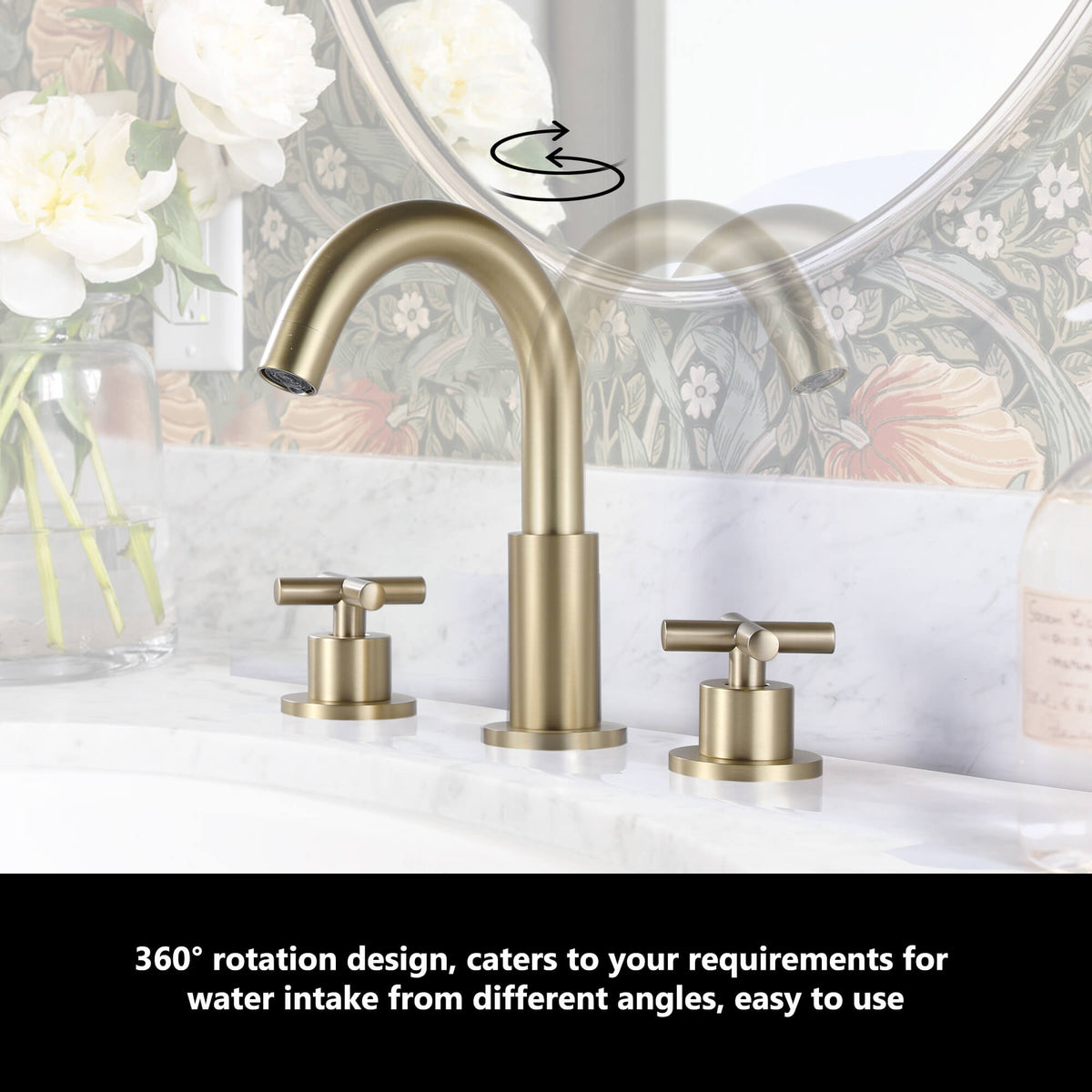 Widespread Bathroom Faucet with Cross Handles Solid Brass Dual Handle Sink Faucet